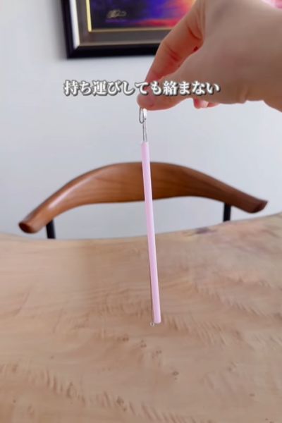 ストローを通し終わった様子