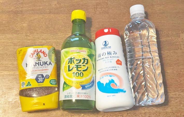 手作りスポーツドリンクの材料写真