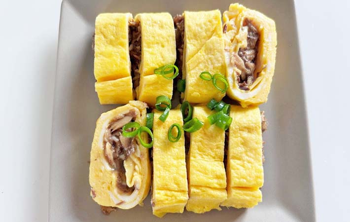『サバの味噌煮缶で卵焼き』の完成写真
