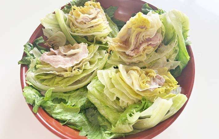 『まるごとレタスと豚肉のらくらくレンジ蒸し』の完成写真