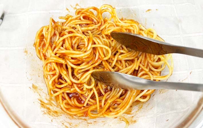 弁当のパスタが固まらない方法の写真