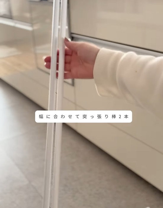 突っ張り棒を持つ人