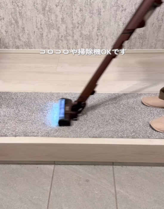 ラグに掃除機をかける様子