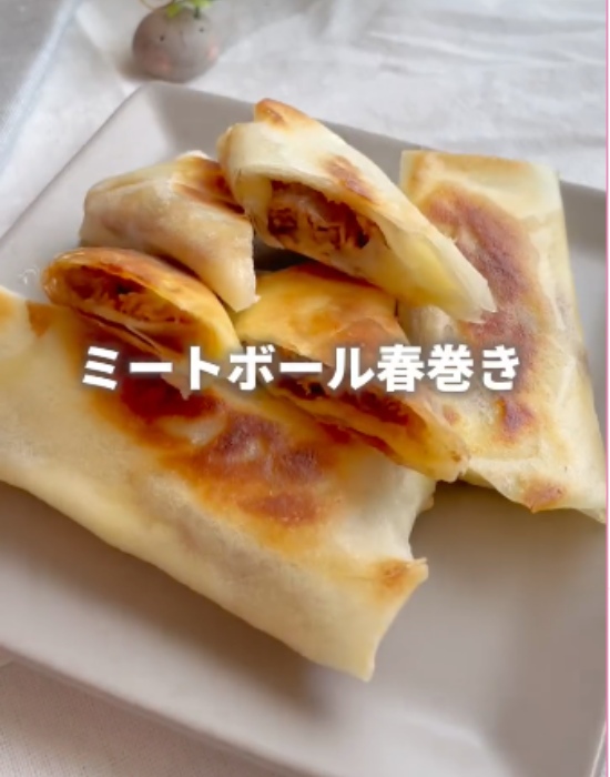 完成したミートボール春巻き