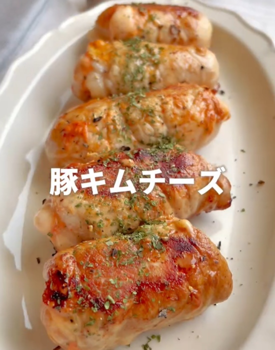 完成した豚キムチーズ