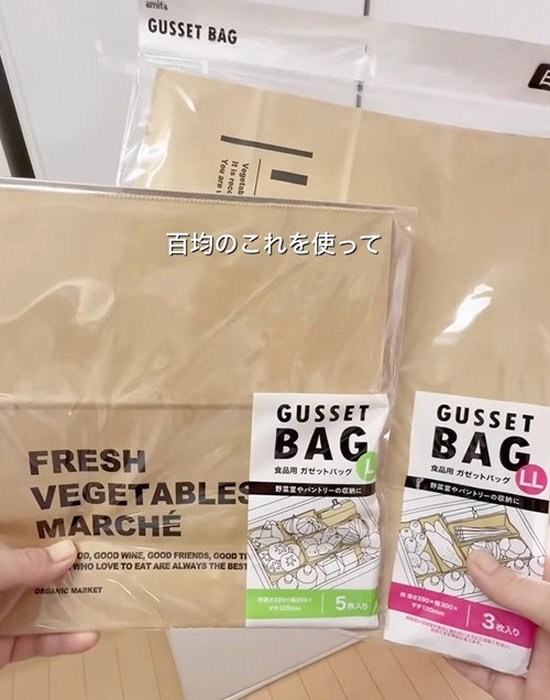 ガゼットバッグを手にしている様子