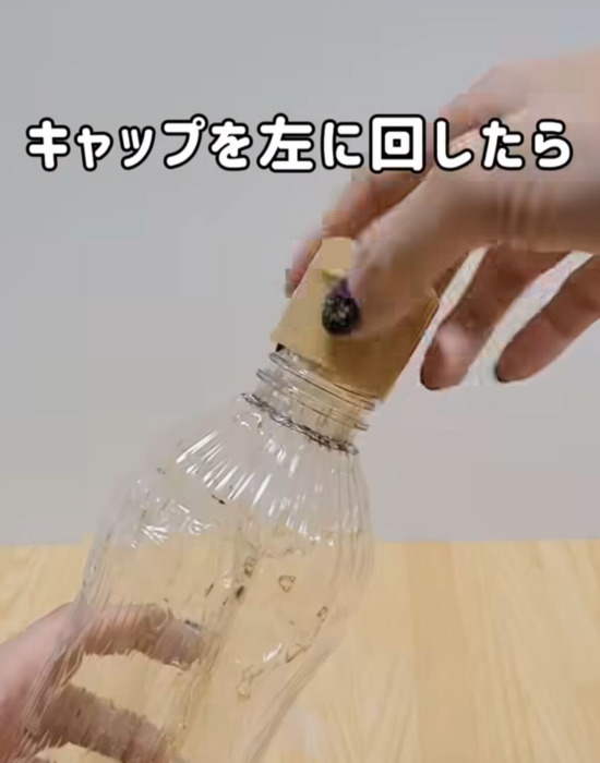 醤油ボトルのキャップを外している様子