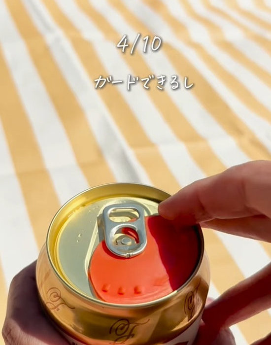 缶に取り付けたセリアのスライドカバー