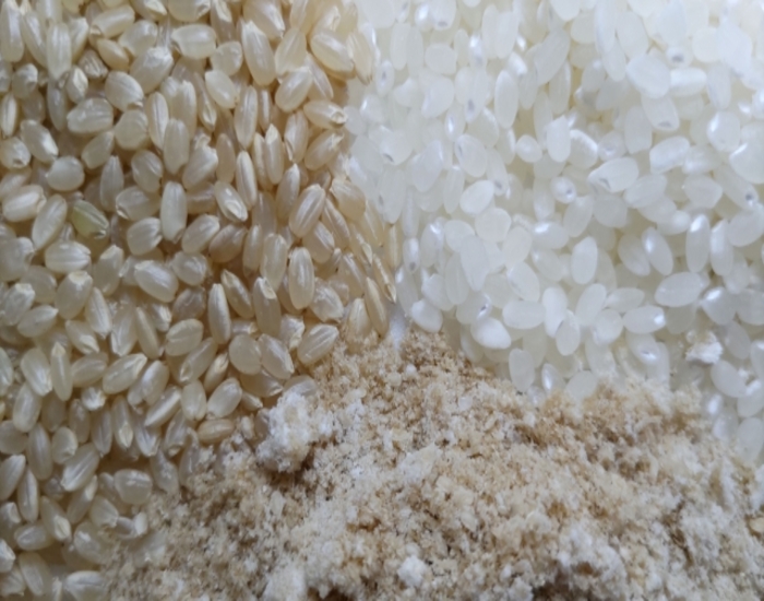 白と茶色の精米
