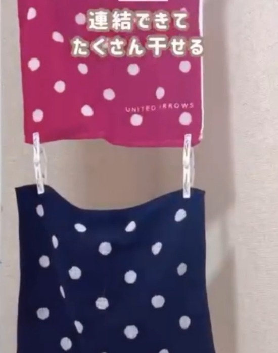 結束バンドと洗濯バサミで作った連結ハンガー
