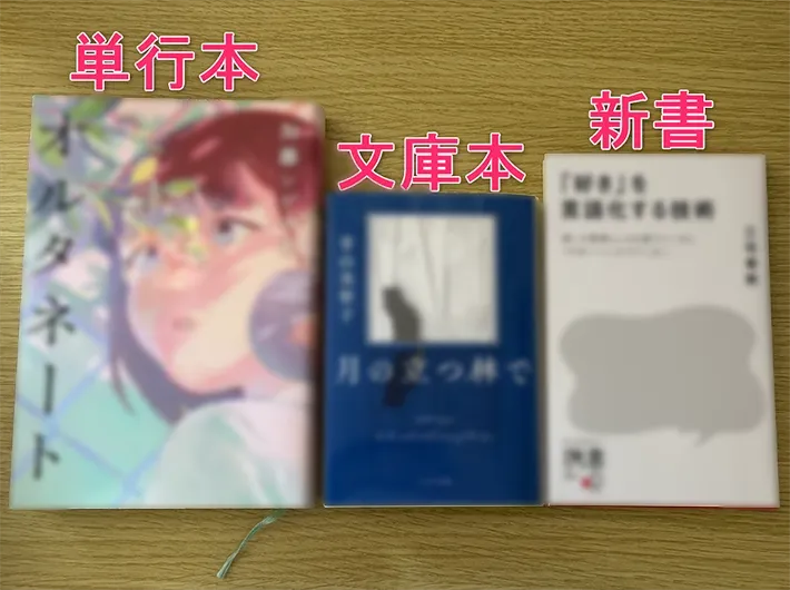 単行本と文庫本と新書が写るテキスト入りの画像（撮影：grape編集部）