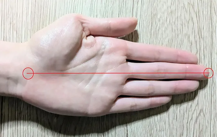 手首のしわから測る場合