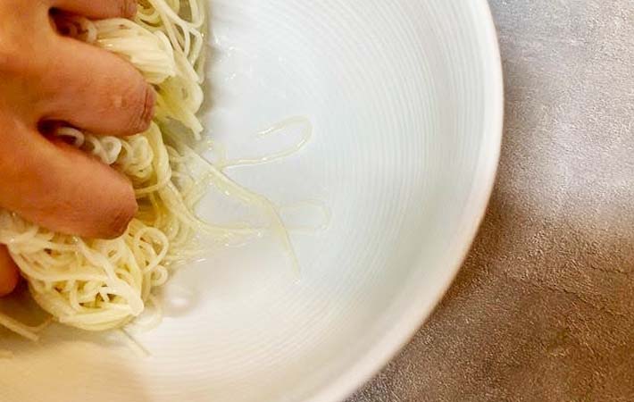 そうめんの水が残っていない写真