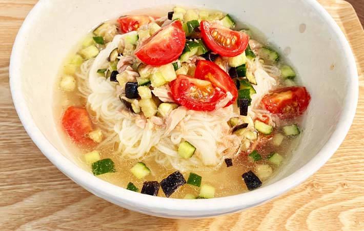 『彩り野菜の鶏だしそうめん』の完成写真