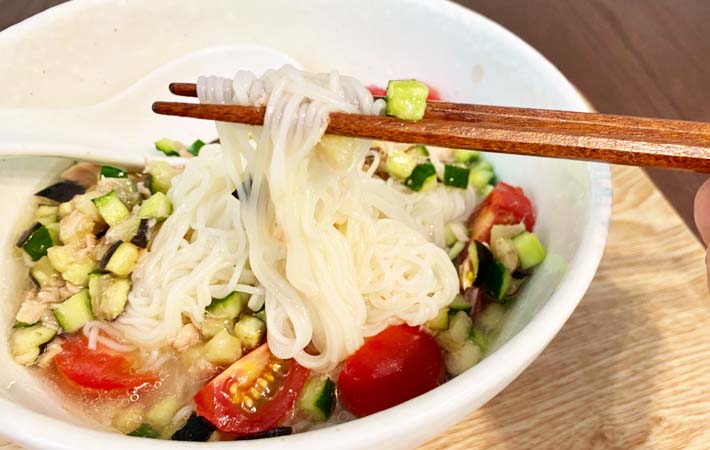 『彩り野菜の鶏だしそうめん』の完成写真