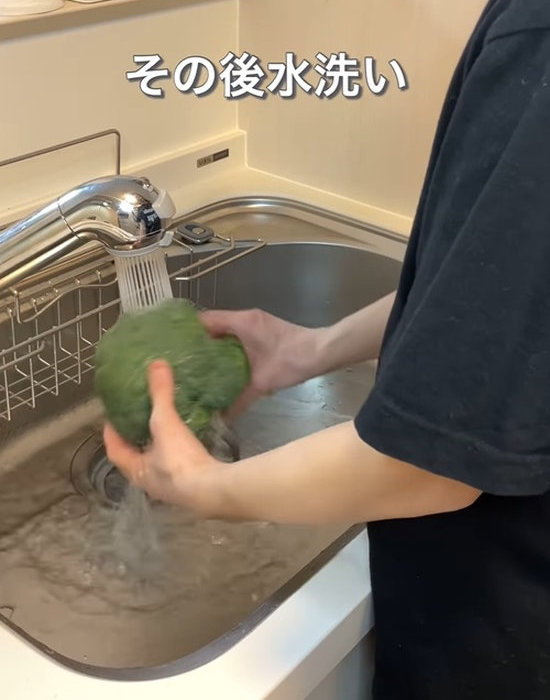 水洗いしている様子