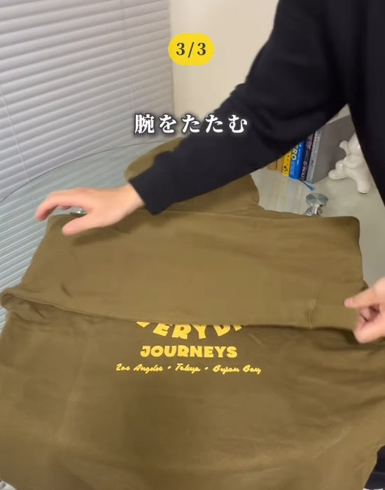 袖を左右から折る