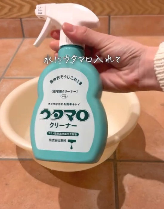 ウタマロクリーナーを手にしている様子