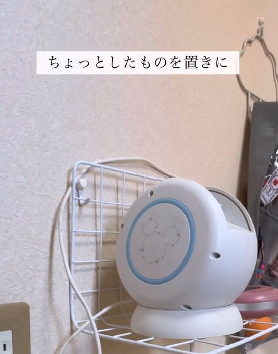 フックに引っかけた曲げたワイヤーネット