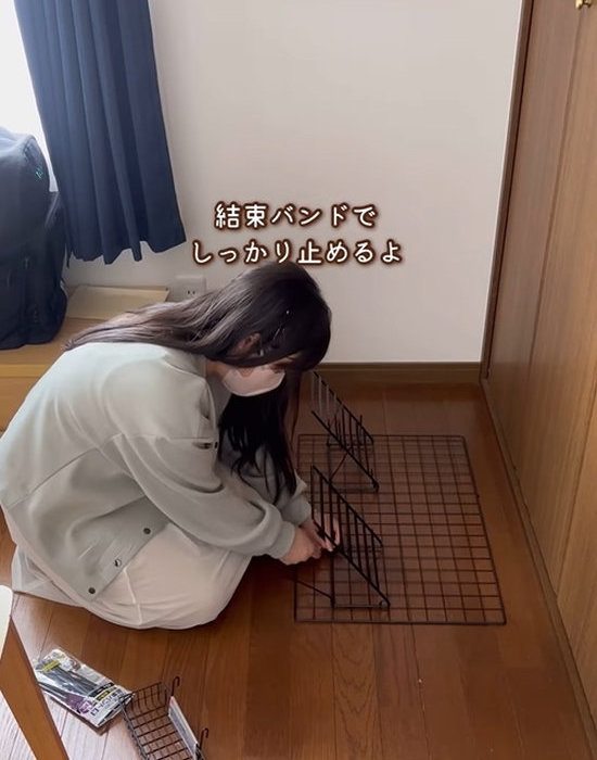 ワイヤーネットに固定する