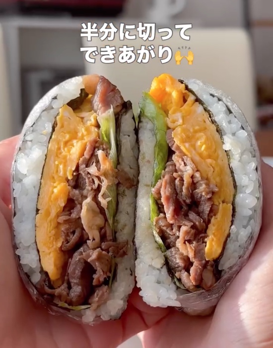 完成した『おにぎらず』の断面