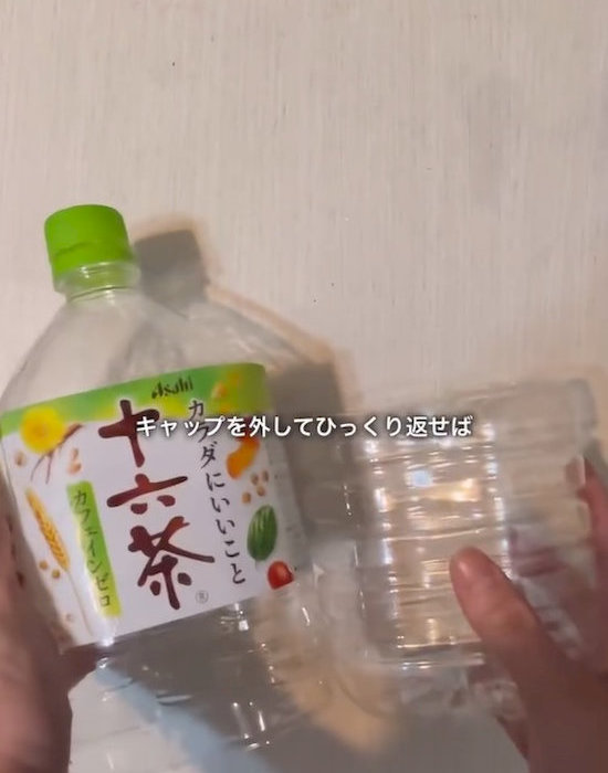 半分にカットしたペットボトル