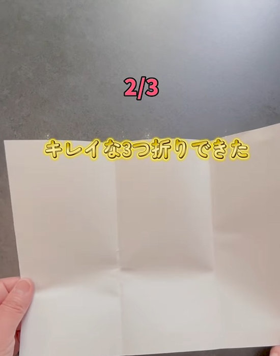 折り目の付いたA４サイズの紙