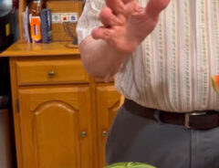 スイカとおじいさんの写真