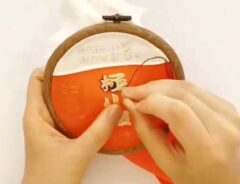 刺繍したおかめ納豆