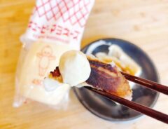 マヨネーズと焼餃子の写真