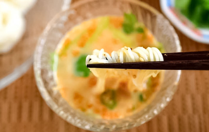 そうめんと豆乳割りの写真