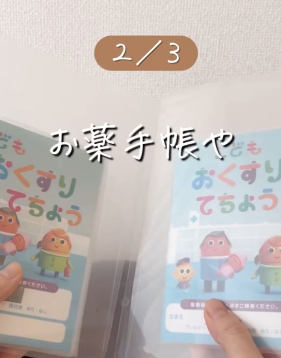 クリアファイルにお薬手帳を挟んだ様子