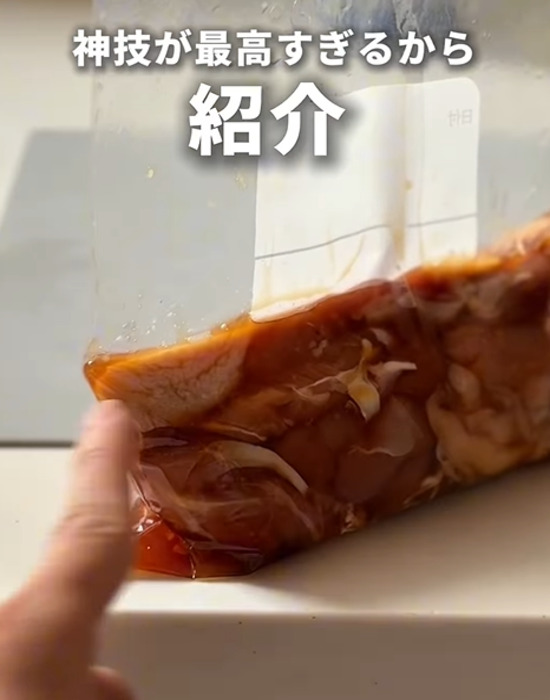 空気を抜いたフリーザーバッグ