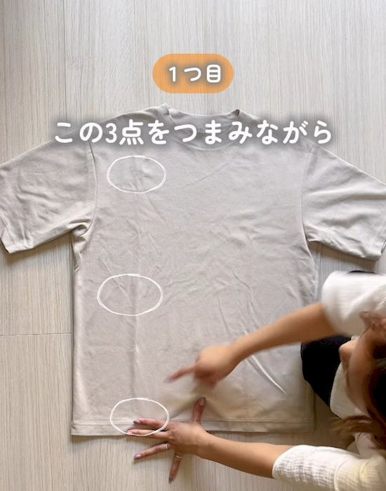 Tシャツを指差す人