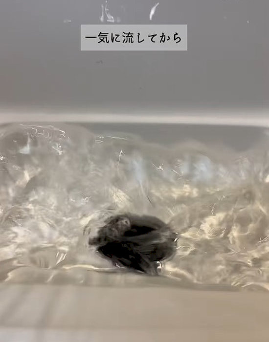 シンクでお湯を流している様子