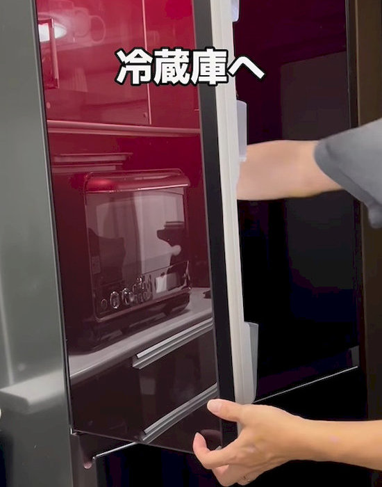 保存袋を冷蔵庫に入れた様子