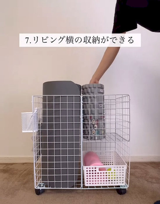 ワイヤーネットで作ったリビング収納
