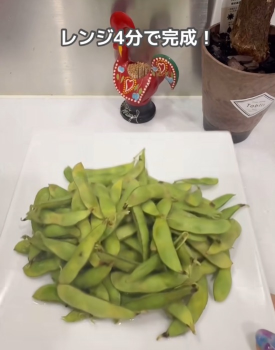 お皿に盛り付けた枝豆