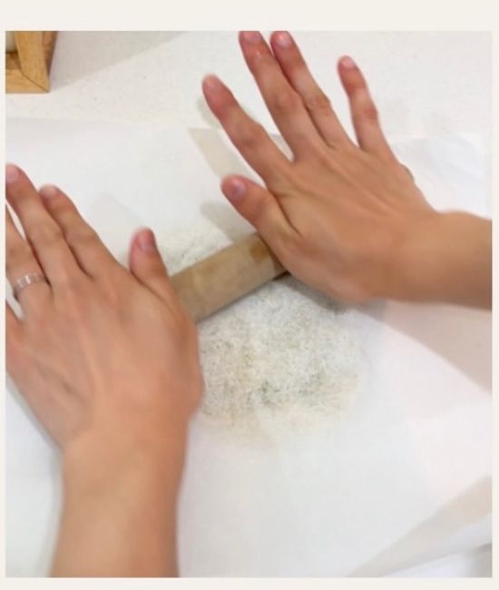 冷やご飯を伸ばす様子