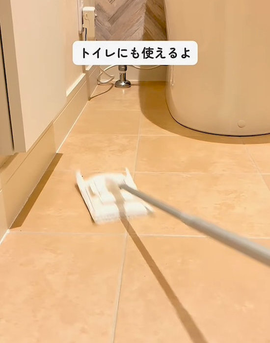 トイレを掃除している様子