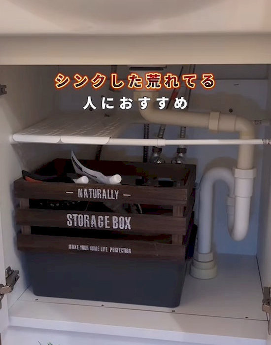 洗面台下にダイソーのアイテムで作った収納