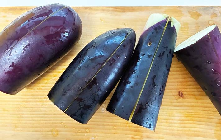 『なすのさっぱり豚バラはさみ』を作る写真