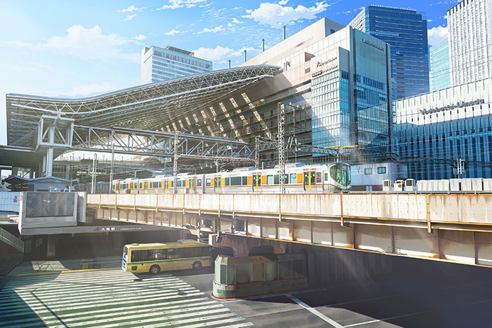 JR大阪駅周辺を描いたイラストの写真