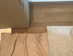 玄関に広がるタオル