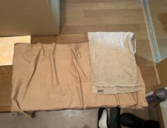 玄関に広がるタオル