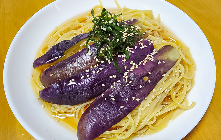 『なすの冷製スープパスタ』の写真
