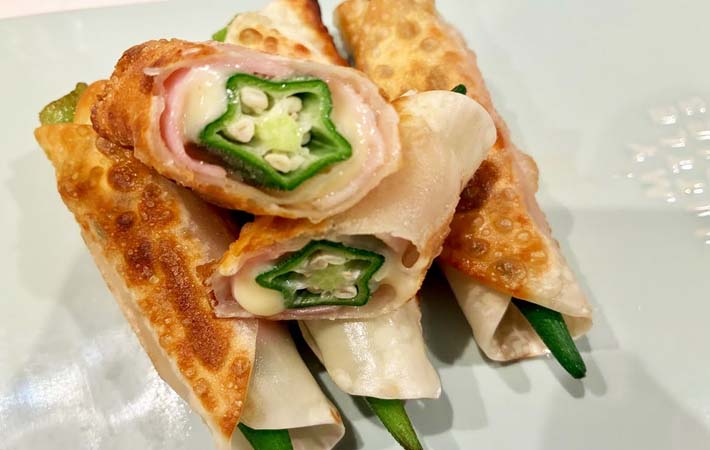 『オクラとベーコンチーズ餃子』の完成写真