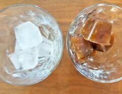 コーヒー氷と普通の氷の比較写真