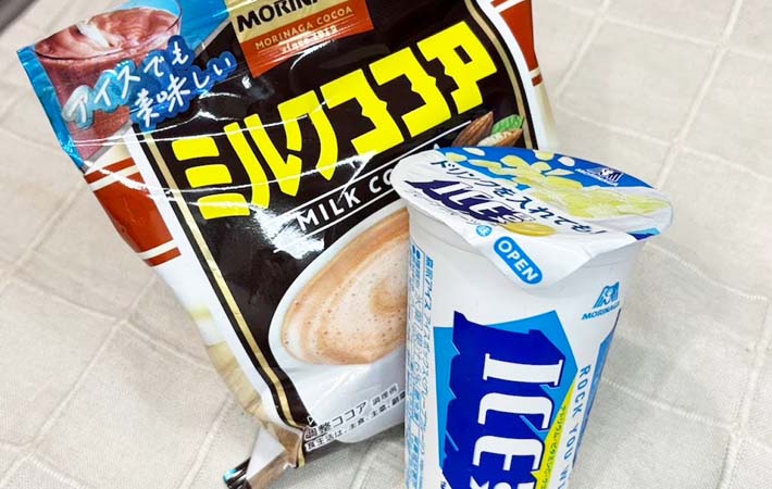 アイスボックスと森永ミルクココアの写真
