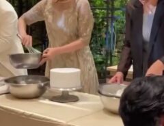 生クリームを泡立てる人